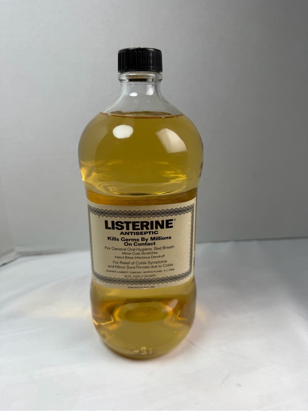 Vintage Listerine Glass Bottle Large 32 oz Paper Label. New Never Opened